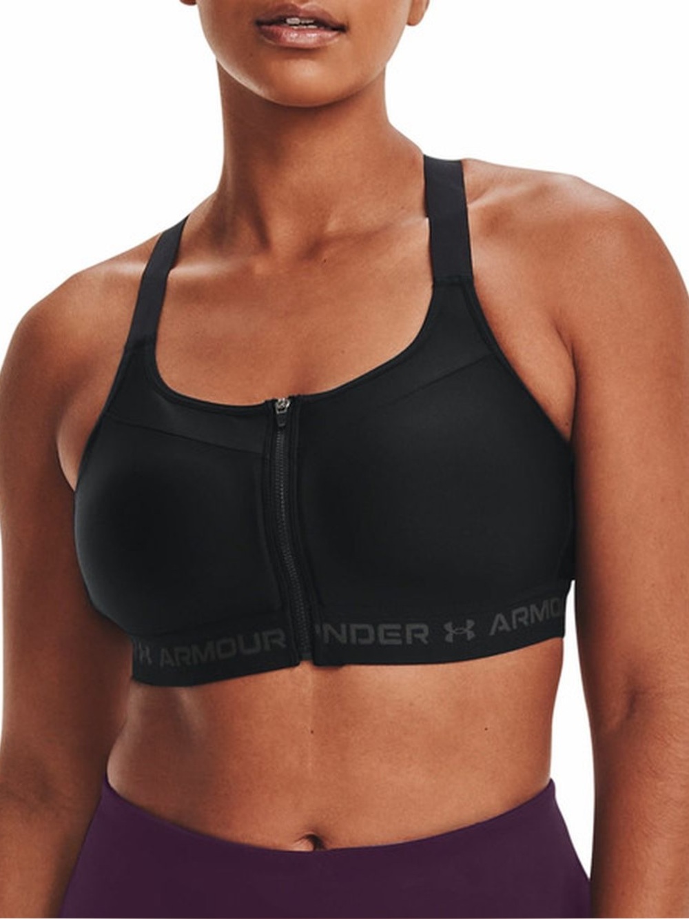 Under Armour Compression Front Zip Close High Impact Sports Bra 34C